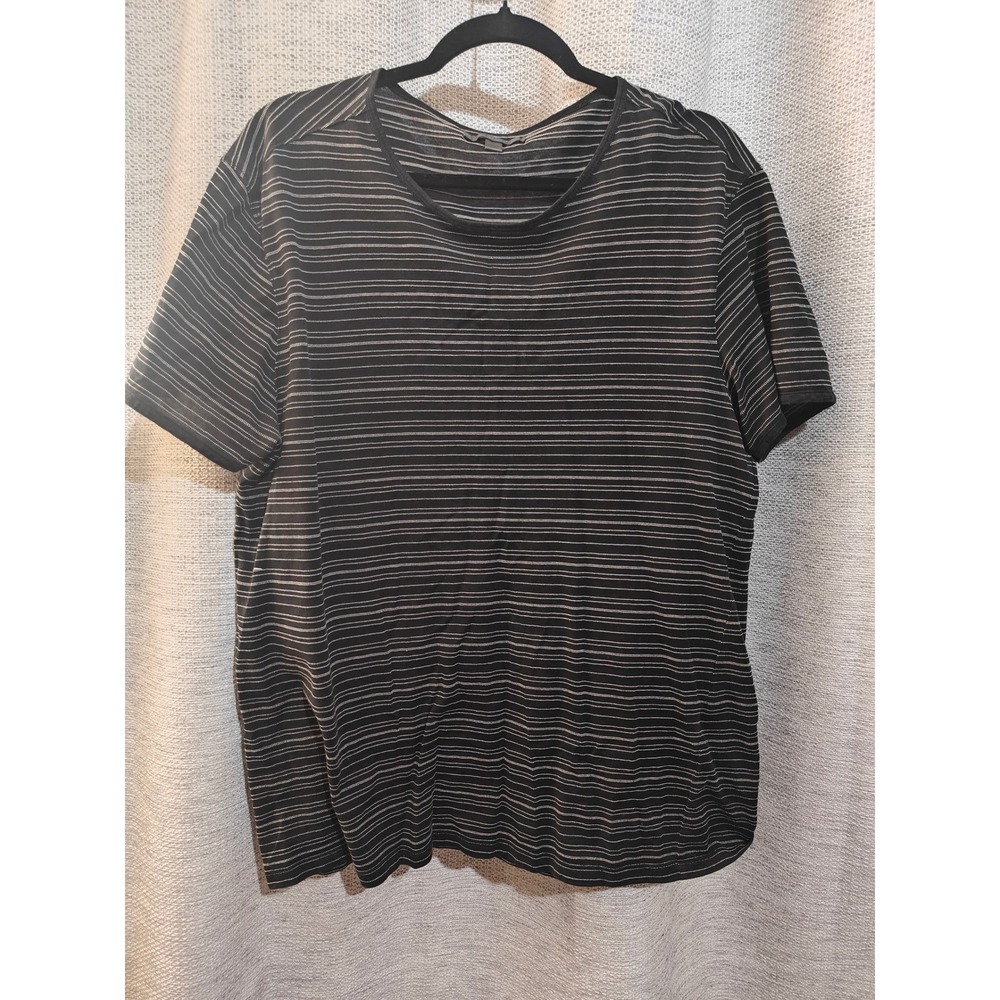 John Varvatos Men Black White Pinstripe Pima Cotton Tee Shirt SP17 K2098T3 Large